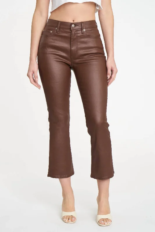 Fleece - lined leather jacket for cold urban commutes -Shy Girl Pant In Coated Espresso