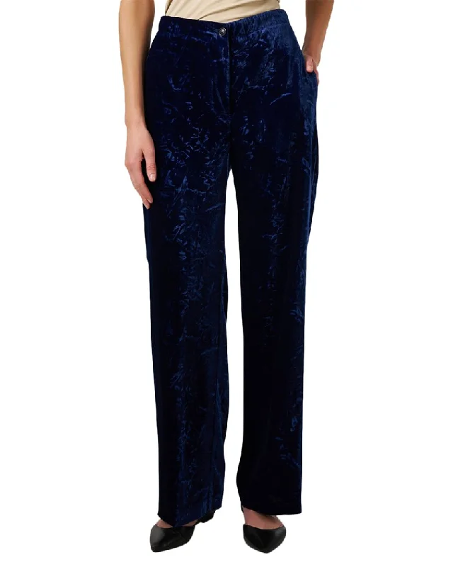 Tight trousers for women with faux leather material for sleek and modern look -Seventy Velvet Wide Leg Cashmere Pant