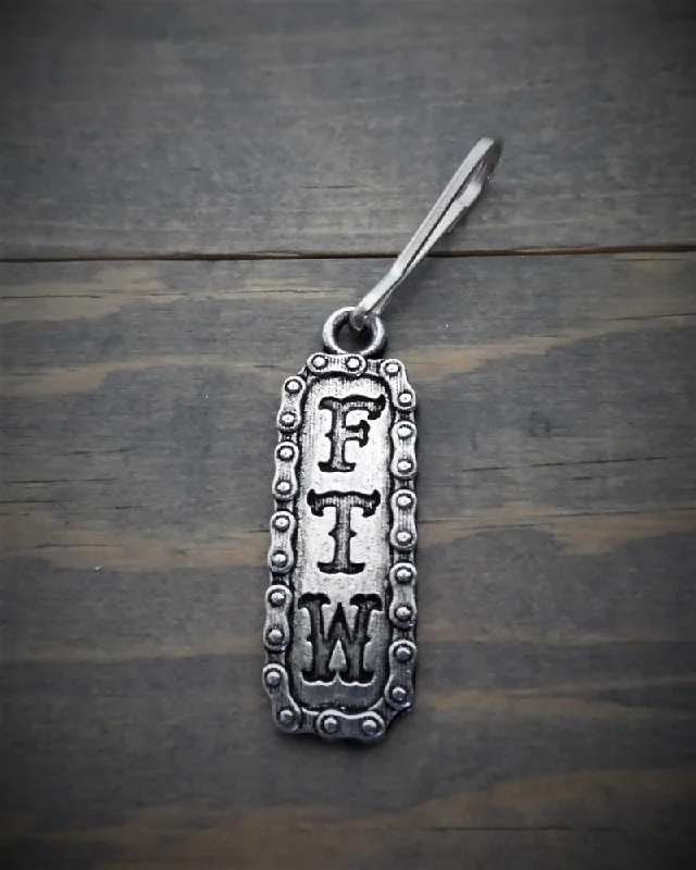 Necklaces and pendants with custom engravings for a personal, meaningful gift-BZP-38 FTW Zipper Pull