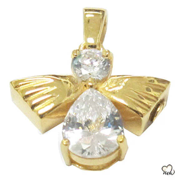 Stylish necklaces and pendants with diamonds for a glamorous and elegant look-Angel of High Cremation Jewelry - Gold Plated