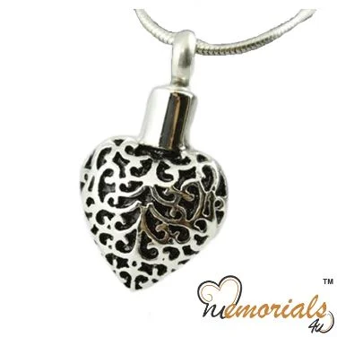 Necklaces and pendants with personalized charms for a custom piece of jewelry-Black Artistic Heart Cremation Pendant Jewelry