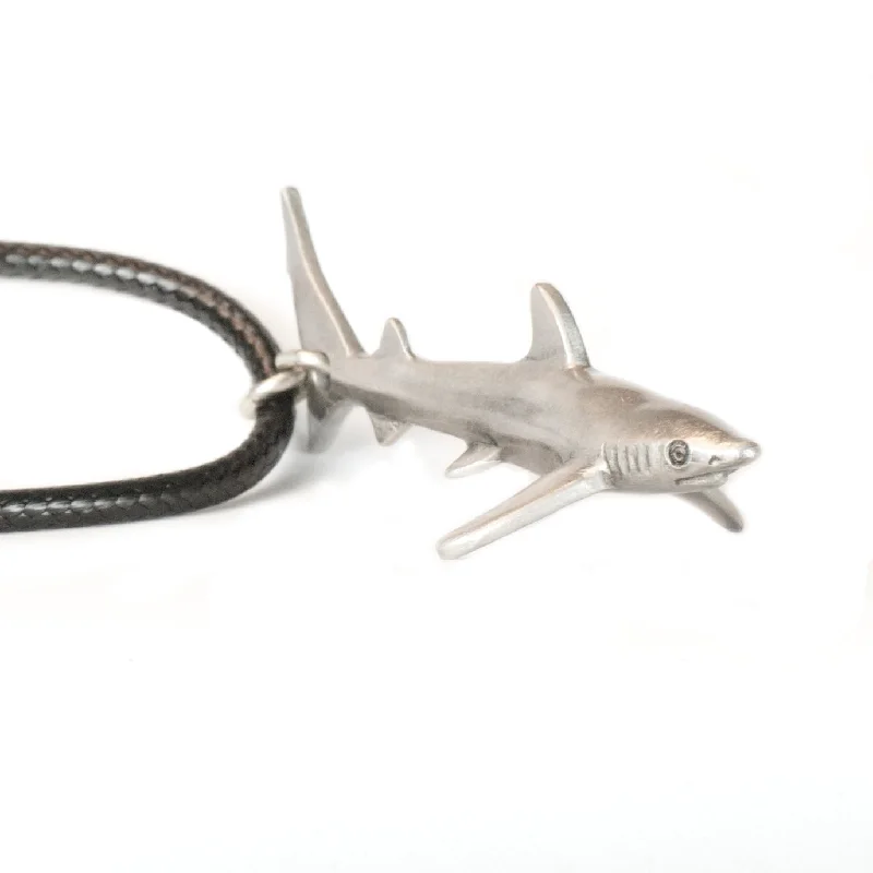 Necklaces and pendants with custom designs for a completely unique jewelry piece-Blue Shark Necklace, Joe Romeiro Shark Necklace- Shark Gifts for Women and Men, Shark Charm, Gifts for Shark Lovers, Sea Life Jewelry, Shark Pendant