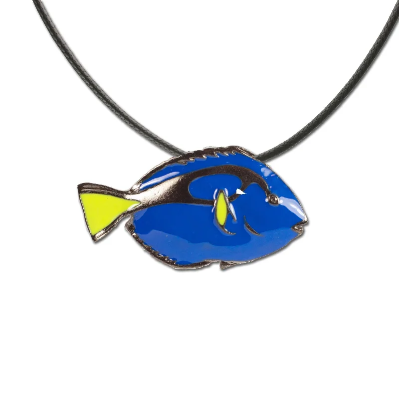 Best necklaces and pendants with intricate beadwork for a bohemian-inspired look-Blue Tang Fish Necklace for Women- Blue Tang Pendant, Blue Tang Charm, Beachy Jewelry, Sea Life Pendant, Tropical Fish Necklace, Gift for Scuba Divers