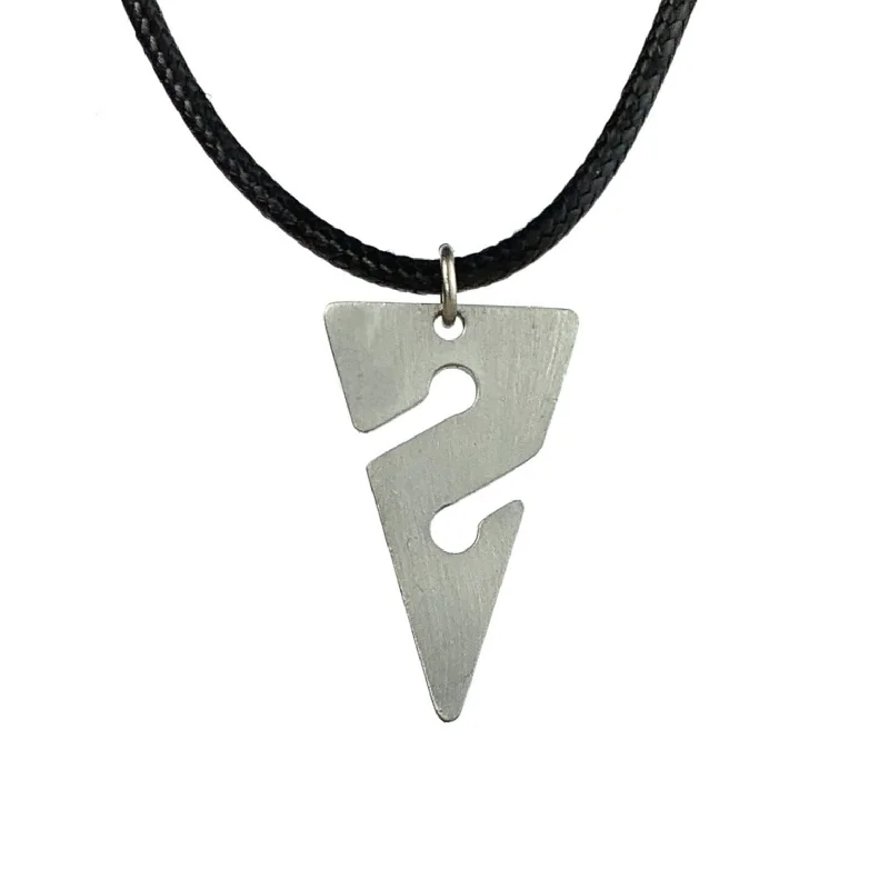 Best necklaces and pendants with black diamonds for an edgy, bold statement-Cave Diving Pewter Pendant Necklace- Line Arrow Charm | Cave Diver Line Marker For Men and Women | Gifts For Divers