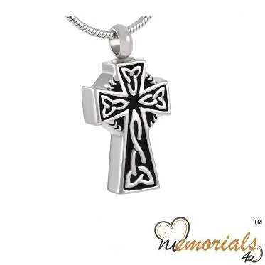 Best necklaces and pendants with gemstone clusters for a bold and colorful effect-Celtic Cross Cremation Jewelry Keepsake Pendant