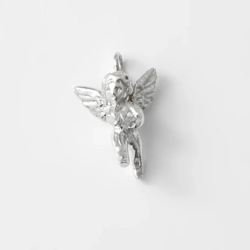 Best necklaces and pendants with opal gemstones for an iridescent glow-Cherub Charm (Silver)