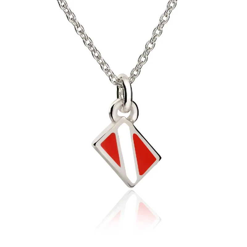 Beautiful necklaces and pendants with geometric shapes for a modern, artistic design-Dive Flag Necklace for Women Sterling Silver- Scuba Diving Gifts for Women- Scuba Diving Necklaces, Dive Flag Charm Necklace, Gifts for Scuba Divers