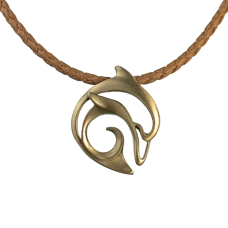 Simple necklaces and pendants with bar pendants for a sleek modern design-Dolphin Necklace for Men and Women- Bronze Dolphin Pendant for Men, Dolphin Charm Bronze, Dolphin Jewelry for Women, Sea Life Jewelry