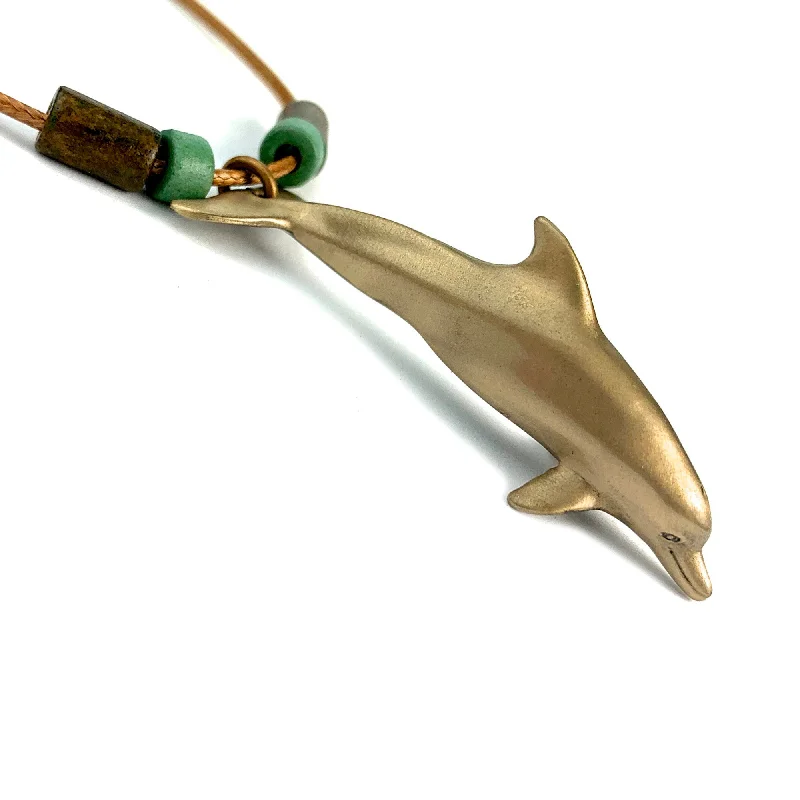 Necklaces and pendants with clear quartz for a pure and radiant look-Dolphin Necklace for Women- Bronze Dolphin Pendant, Boho Dolphin Necklace, Bronze Dolphin Jewelry for Women, Boho Jewelry for Women, Beachy Necklaces