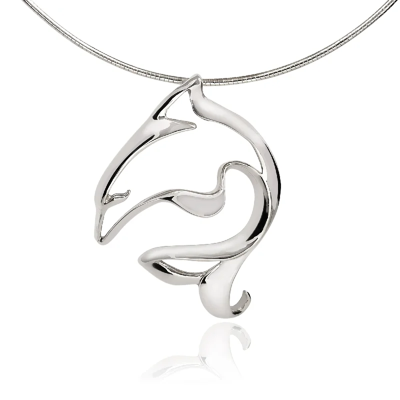 Best necklaces and pendants with cubic zirconia for a budget-friendly dazzling effect-Dolphin Pendant Necklace Sterling Silver- Ocean Theme Jewelry, Gifts for Dolphin Lovers, Sea Life Jewelry, Gifts For Divers