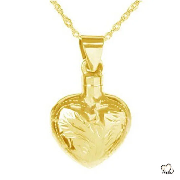 Unique necklaces and pendants with vintage-inspired designs for timeless appeal-Elegant Heart Cremation Jewelry - Gold Plated