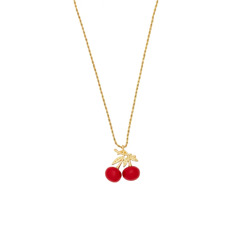 Necklaces and pendants with leaf-shaped designs for an earthy, organic feel-Gold Rope Chain & Cherry Pendant Necklace