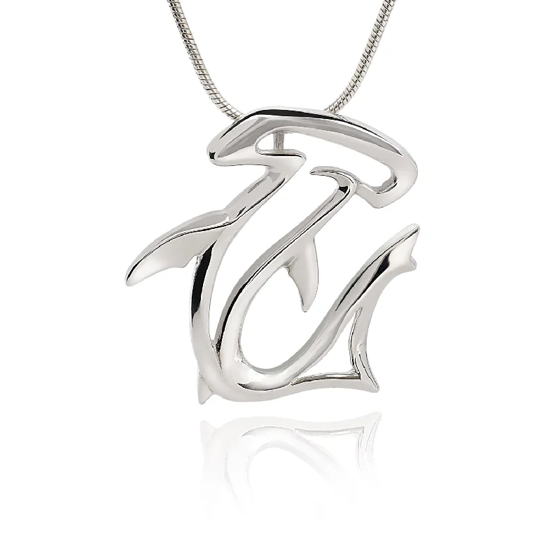 Best necklaces and pendants with statement designs for a fashionable accessory-Hammerhead Shark Necklace -Sterling Silver Shark Pendant, Shark Jewelry for Women, Gifts for Shark Lovers