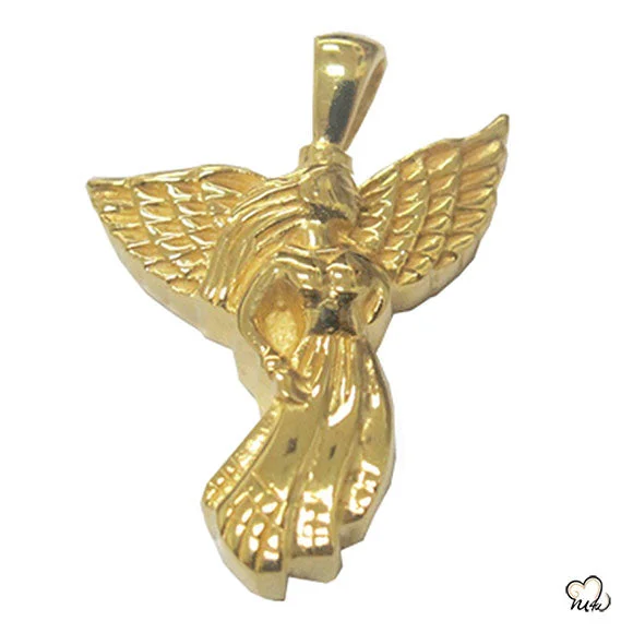 Personalized necklaces and pendants with initials for a customized and meaningful gift-Heavenly Angel Cremation Jewelry - Gold Plated