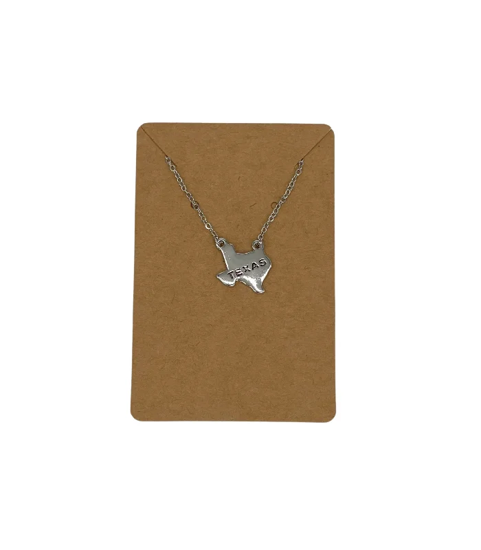 Best necklaces and pendants for everyday wear with minimalist designs-Lettered Texas State Necklace, Silver