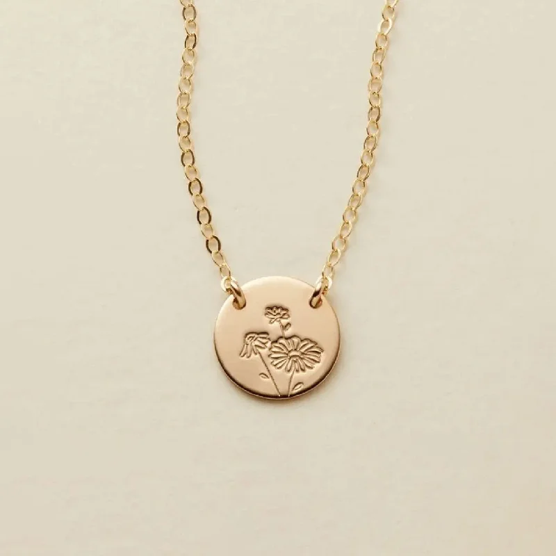 Best necklaces and pendants with statement designs for a fashionable accessory-Gold Filled Mini Zola Disc Necklace - April / Daisy