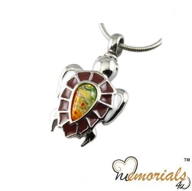 Necklaces and pendants with custom designs for a completely unique jewelry piece-Mock Turtle Cremation Jewelry Pendant