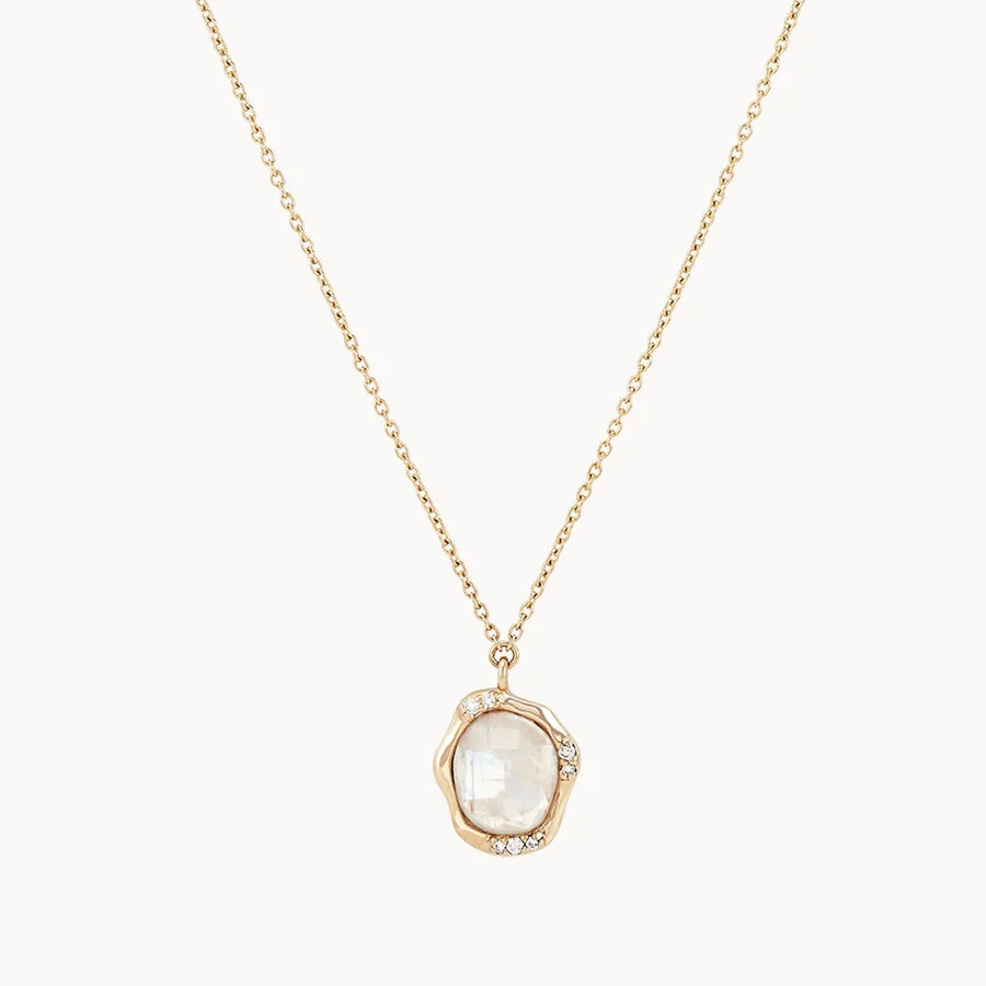 Best necklaces and pendants with floral designs for a feminine and elegant feel-Moonstone Diamond Mood Necklace (14K Gold)