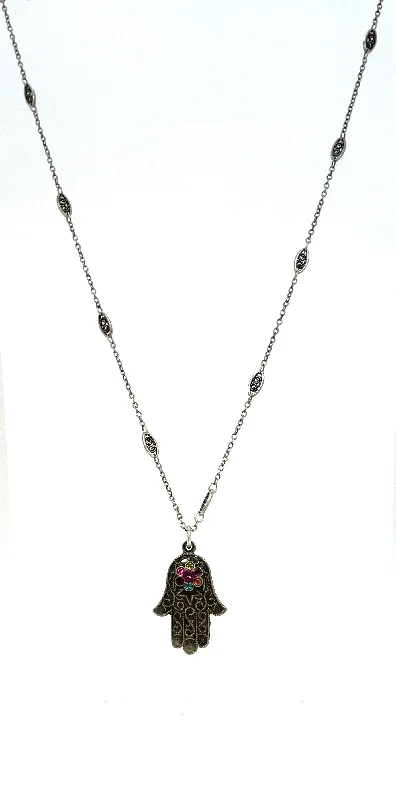 Elegant necklaces and pendants with infinity symbols for timeless designs-La Contessa Necklace - Hamsa