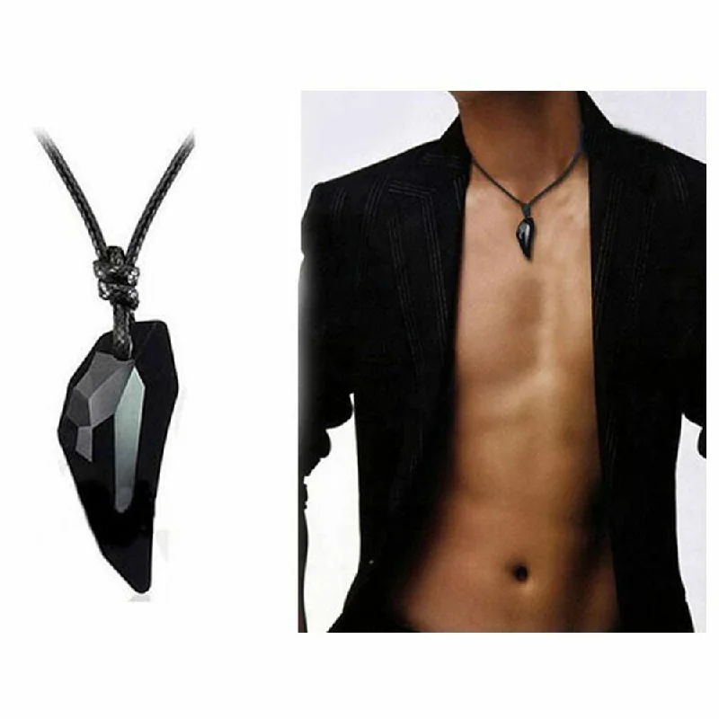 Necklaces and pendants with diamond pendants for a luxurious sparkling effect-1PC Fashion Women Men Black Crystal Geometric Pendant Necklace Couple Jewelry