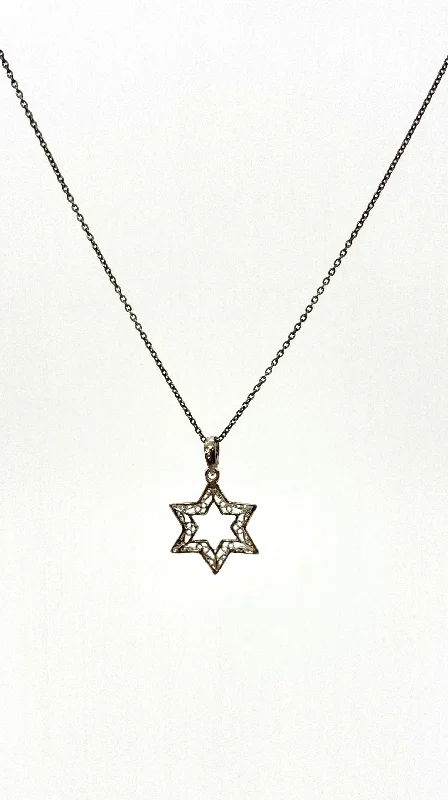 Necklaces and pendants with celestial starburst designs for a radiant look-Open Star Necklace