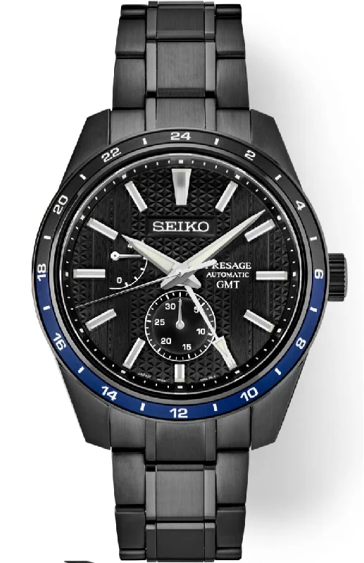 Elegant necklaces and pendants with onyx stones for a sleek, polished look-Seiko - Presage Sharp-Edged Series GMT Zero Halliburton Limited Edition SPB271