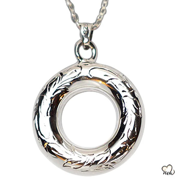 Personalized necklaces and pendants with coordinates for a meaningful location-based gift-Silver Circle Of Love Jewelry