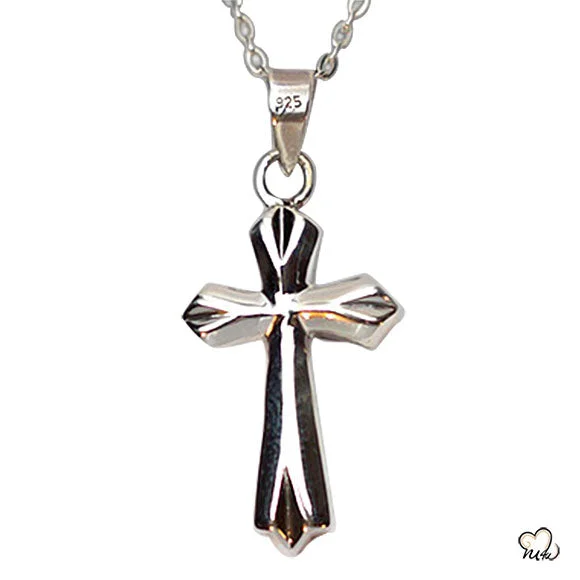 Best necklaces and pendants with emerald gemstones for a rich, sophisticated design-Elegant Cross Cremation Jewelry Pendant in Silver