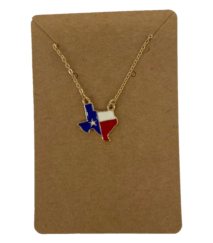 Beautiful necklaces and pendants with diamond halo settings for extra brilliance-State of Texas Flag Necklace