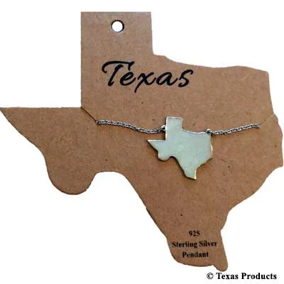 Necklaces and pendants with matching rings for a coordinated set of jewelry-Sterling Silver Texas Shape Necklace