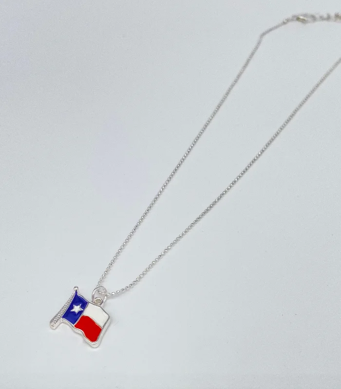 Best necklaces and pendants with glowing moonstone for an ethereal glow-Texas Flag Silver Chain Necklace