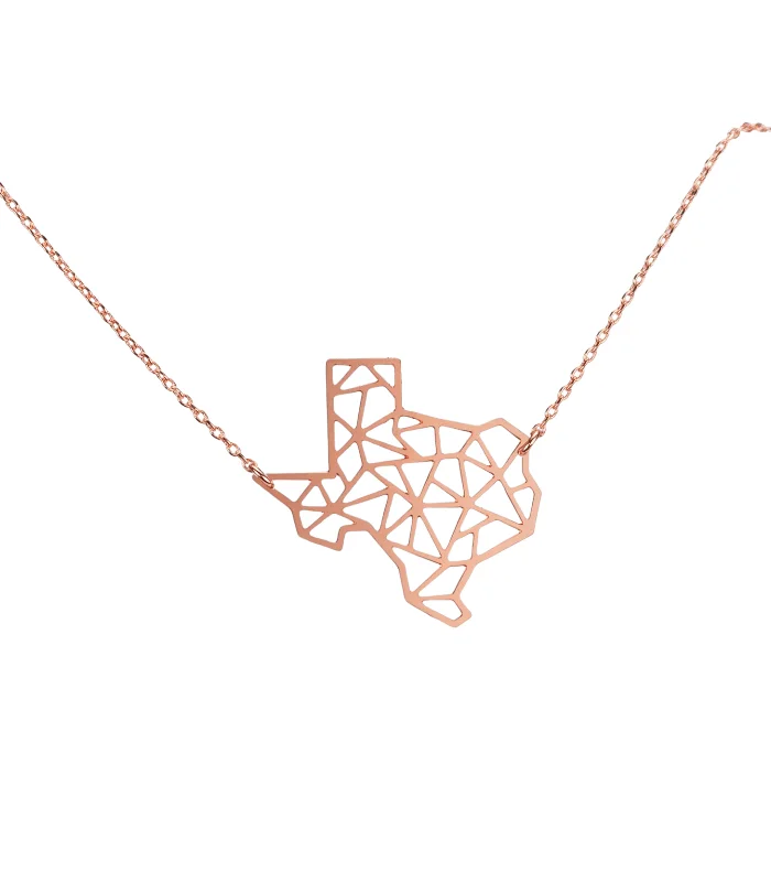 Personalized necklaces and pendants with initials for a customized and meaningful gift-Texas State Geometric Necklace - Rose Gold