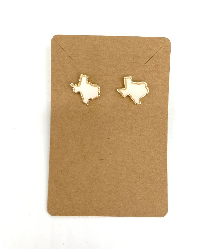 Best necklaces and pendants with layered designs for a chic, stacked look-Texas State Stud Gold Stud, White