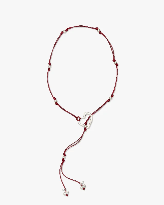 Beautiful necklaces and pendants with gemstone teardrops for an elegant effect-THE Y NECKLACE RED