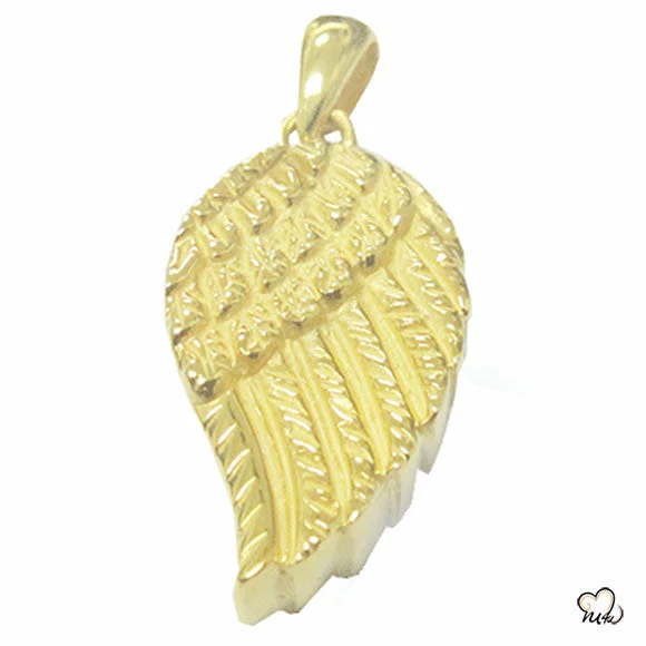 Necklaces and pendants with geometric pendants for a clean, contemporary design-Wing of Angel Cremation Jewelry - Gold Plated